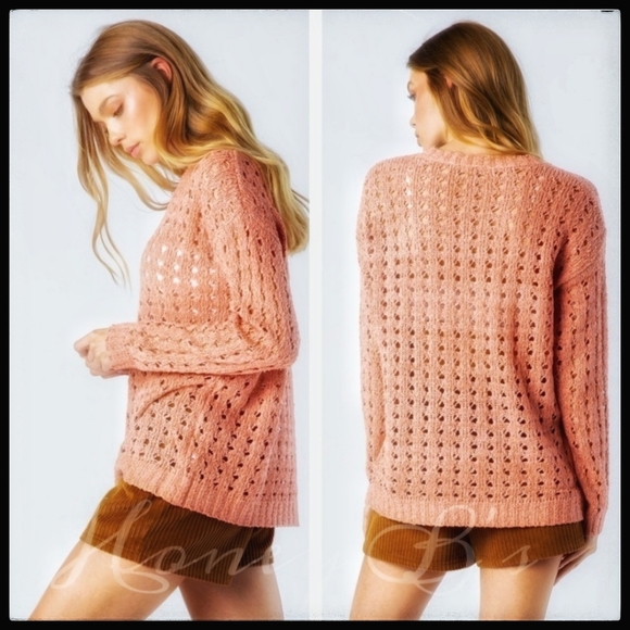 Eyelit Sweater, Coral, Gorgeous! NWT - Picture 7 of 8